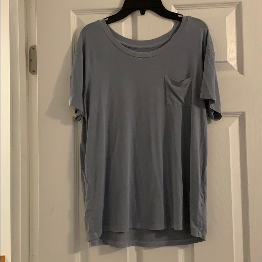 A long light blue tee